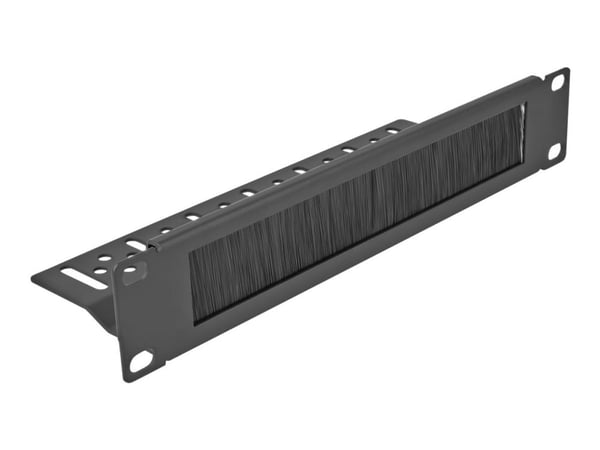 Delock - Panel med rektangulär kabelgenomgång - rackmontering - svart - 1U - 10"