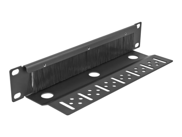 Delock - Panel med rektangulär kabelgenomgång - rackmontering - svart - 1U - 10"