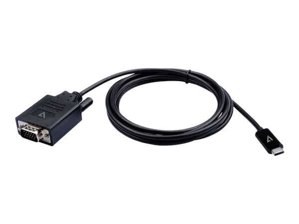 V7 - Adapterkabel - USB-C (hann) til HD-15 (VGA) (hann) - 2 m - tommelskruer, 1200p støtte 60 Hz - svart