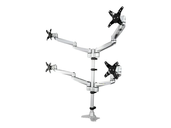 Startech Desk Mount Quad Monitor Arm, Premium Articulating VESA 4 Monitor Mount 2x2 up to 27", Ergonomic Height Adjustable Pole Mount, Tilt/Swivel/...