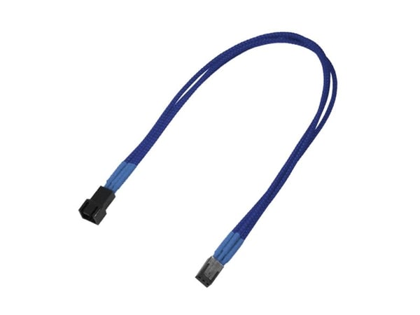 Nanoxia - Forlengelseskabel for viftestrømforsyning - 3-pins Molex (hunn) til 3-pins Molex (hann) - 30 cm - blå