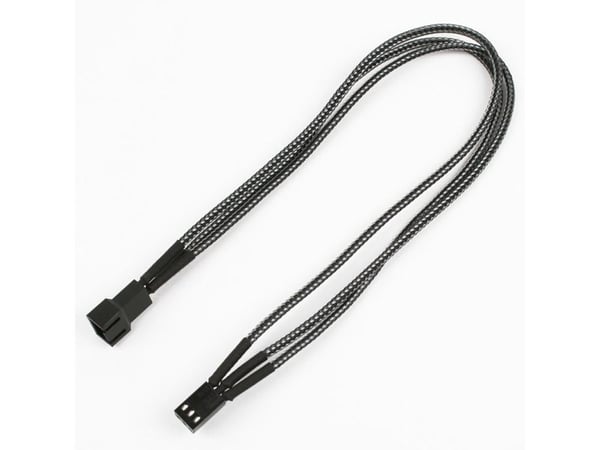 Nanoxia - Forlengelseskabel for viftestrømforsyning - 3 pin internstr (hunn) til 3 pin internstr (hann) - 30 cm - karbon