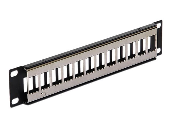 Delock Keystone Patch Panel - Koblingspanel - svart - 1U - 10" - 12 porter