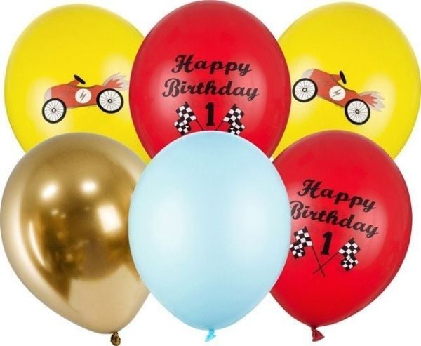 PartyDeco lateksballonger biler, fargerike pastell, bursdag