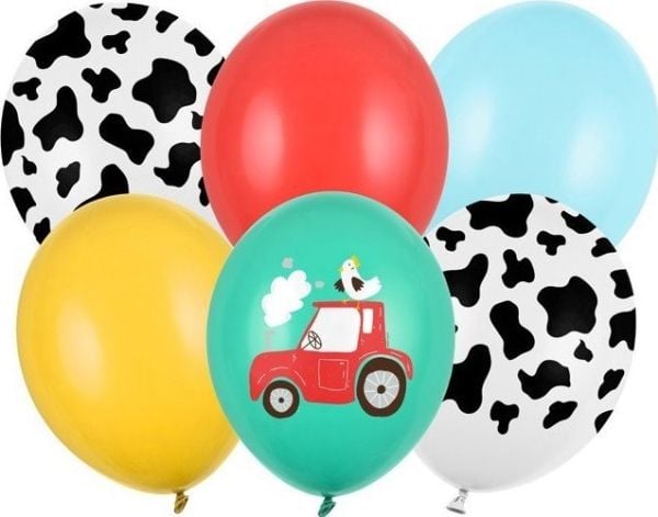 PartyDeco lateksballonger med trykk 30 cm Farma 6 stk