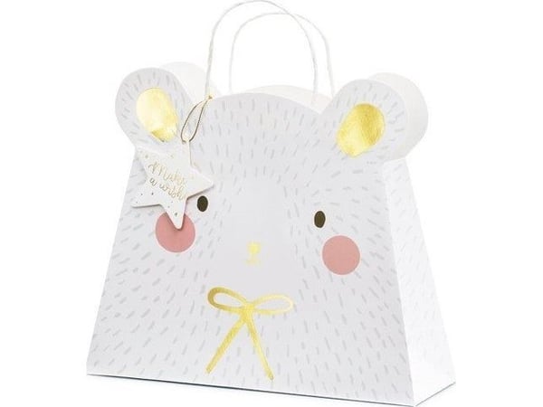 PartyDeco TNP20, Gavepapirbag, Gull, Rosa, Hvit, Bilde, Gratulasjoner, Hvit, 315 mm