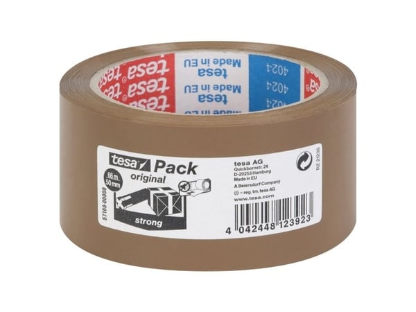 Tesapack Strong - Pakketape - 50 mm x 66 m - polypropylen - brun