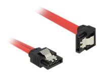 Delock - SATA-kabel - Serial ATA 150/300/600 - SATA (hann) til SATA (hann) - 50 cm - låst, 90° kontakt - rød