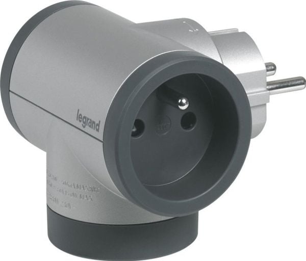 Legrand Sukamasis splitter 2x2P+Z, USB A+C - aluminio/grafito