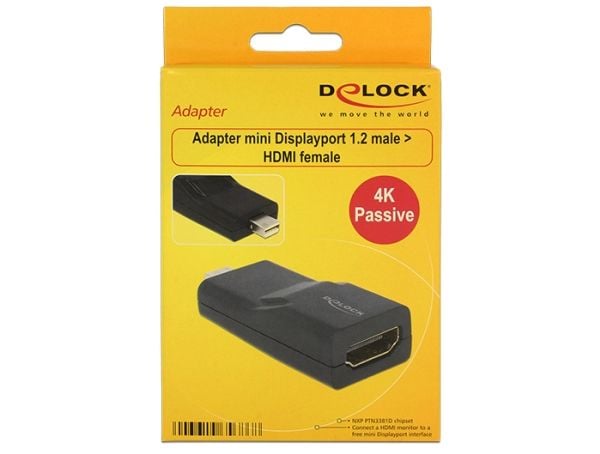 DeLOCK mini Displayport/HDMI, mini Displayport, HDMI, Musta