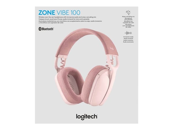Logitech Zone Vibe 100 - Kuulokkeet - Bluetooth - langaton - Rose