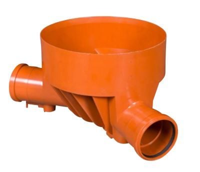 Puhdistus- ja suihkukaivo 425-160mm T3 - suora läpivienti ja V-syöttö sileälle putkelle. Kaczmarek PP