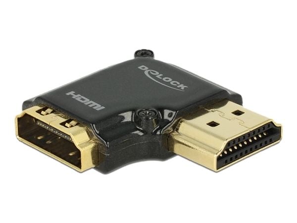 DeLOCK - HDMI-sovitin - HDMI (naaras) HDMI (uros) - musta - suorakulmainen liitin, 4K-tuki