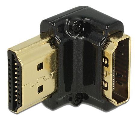 Delock - HDMI-sovitin - HDMI hun til HDMI han - sort - 90° stikforbindelse, 4K-tuki