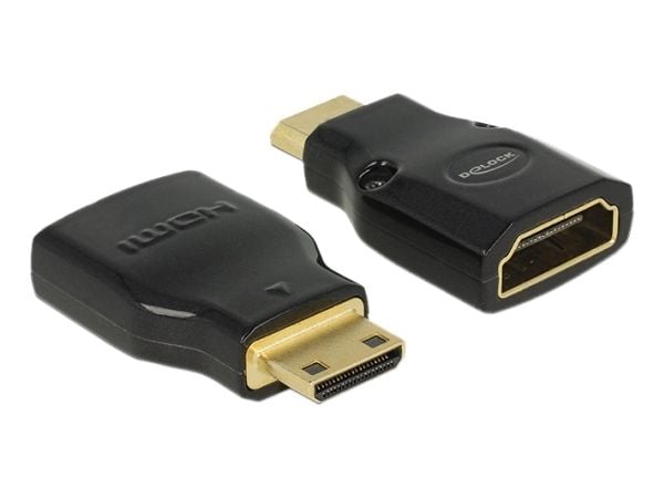 Delock Adapter High Speed HDMI with Ethernet - HDMI Mini-C male > HDMI-A female 4K - HDMI-adapter - HDMI hunn til 19 pin mini HDMI Type C hann - sv...