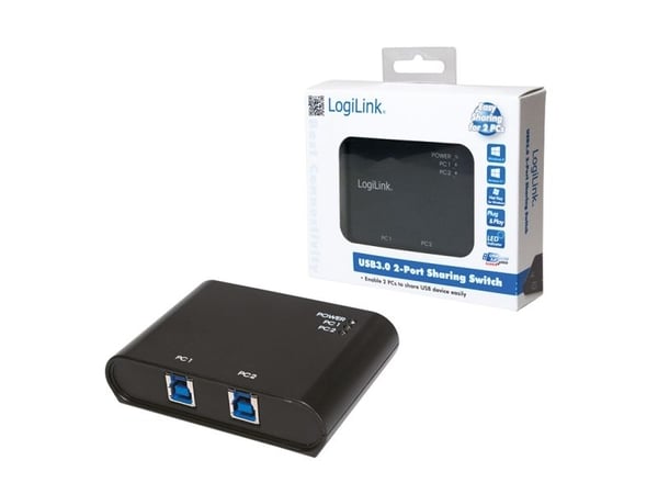 LogiLink UA0216, USB 3.2 Gen 1 (3.1 Gen 1) Type-B, USB 3.2 Gen 1 (3.1 Gen 1) Type-A, 5000 Mbit/s, Musta, Muovi, RoHS