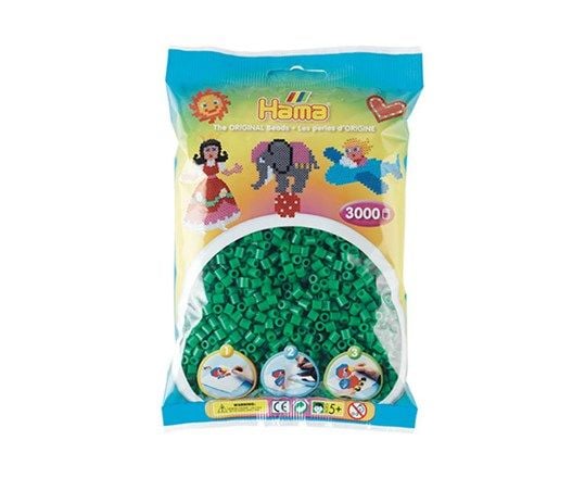Hama Beads 201-10, Grønn, Rørperle, 3000 stykker