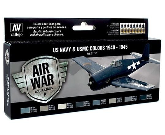 Vallejo Model Air 71.157 Air War US Navy & USMC-farger 1940–1945 (8x18 ml)