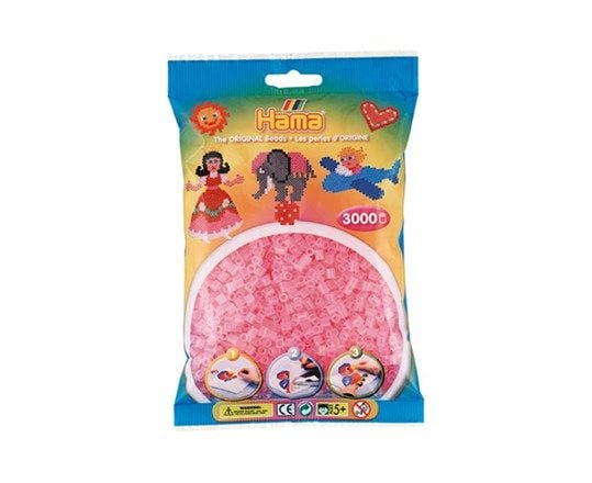Hama Beads 201-72, Vaaleanpunainen, Putkihelmi, 3000 kpl