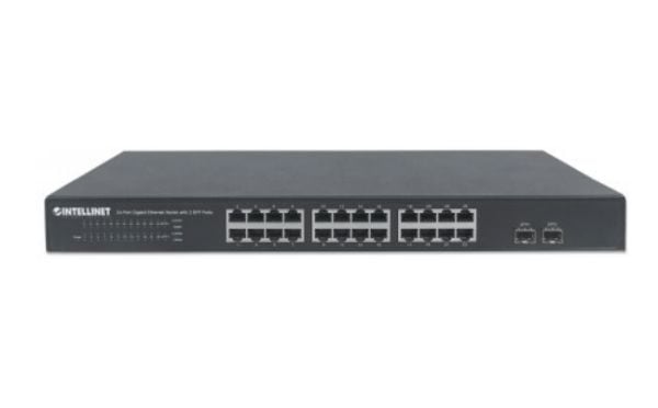 Intellinet 561044, Ohanterad, L2, Gigabit Ethernet (10/100/1000), Full duplex, Rackmontering, 1U