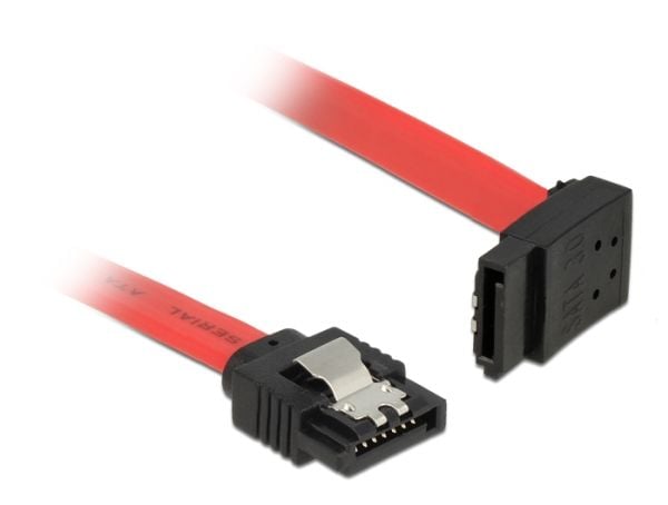 Delock - SATA-kabel - Serial ATA 150/300/600 - SATA (hann) til SATA (hann) - 20 cm - låst, venstrevinklet kontakt - rød