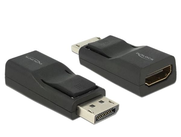 Delock - Video adapter - DisplayPort hann til HDMI hunn - skjermet - svart - 4K-støtte