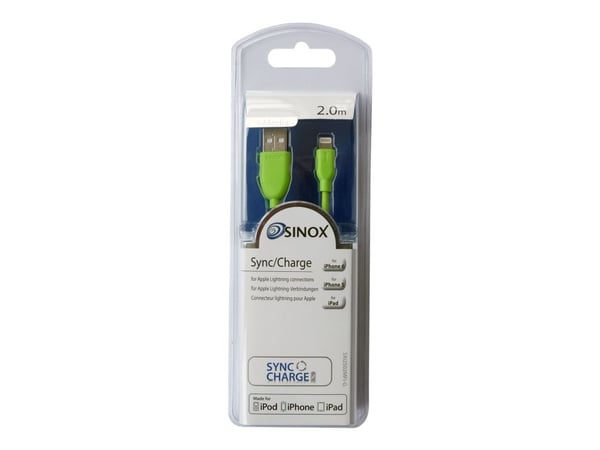 Sinox i-Media - Lightning-kabel - USB hann til Lightning hann - 2 m - grønn