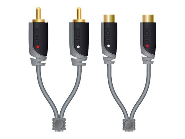 Sinox Plus+ Stereo RCA Extension - Ljudförlängningskabel - RCA x 2 hane till RCA x 2 hona - 5 m