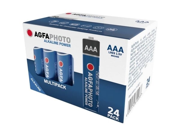 AgfaPhoto 110-819938, Engangsbatteri, AAA, Alkalinsk, 1,5 V, 24 stykker, Svart, Blå, Rød, Hvit