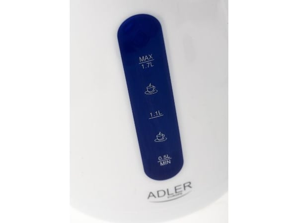 Adler AD 1234, 1,7 l, 2200 W, Blå, Hvit, Vannivåindikator, Filtrering