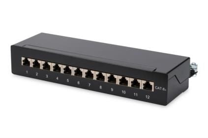 DIGITUS DN-91612SD-EA - Koblingspanel - CAT 6a - RJ-45 X 12 - svart - 1U