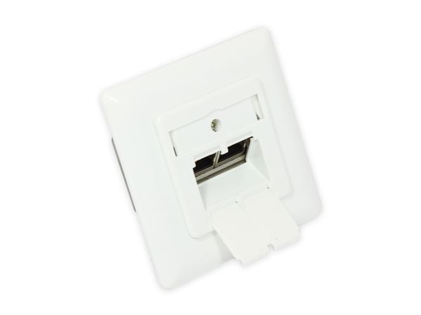 Verkkopistorasia Cat. 6, 2xRJ45, suojattu, uppoasennus, DESIGNF?HIG, pystysuora kaapeliläpivienti, signaalinvalkoinen RAL9003, Good Connections (GC...