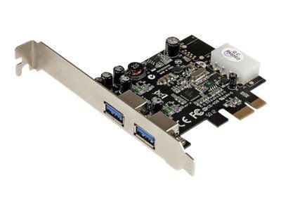 Startech PCI Express (PCIe) SuperSpeed USB 3.0-kortadapter med 2 portar och UASP – LP4-ström - USB-adapter - PCI Express x1 - USB 3.0 x 2 - för P/N...