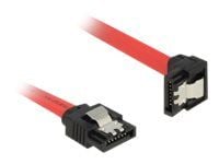 Delock - SATA-kabel - Serial ATA 150/300/600 - SATA (hann) til SATA (hann) - 70 cm - låst, 90° kontakt - rød