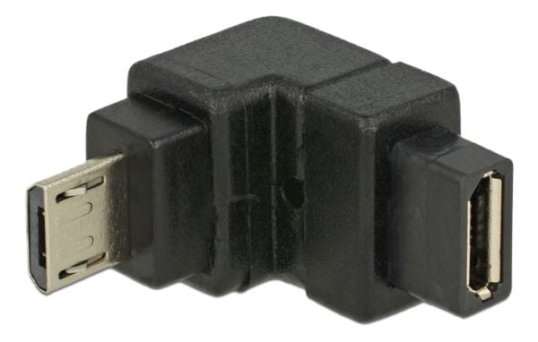 Delock - USB-adapter - Micro-USB type B (hunn) til Micro-USB type B (hann) - 90°-kontakt, nedvinklet kontakt - svart