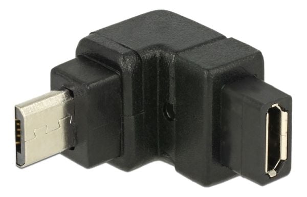 Delock - USB-adapter - Micro-USB type B (hunn) til Micro-USB type B (hann) - 90°-kontakt - svart