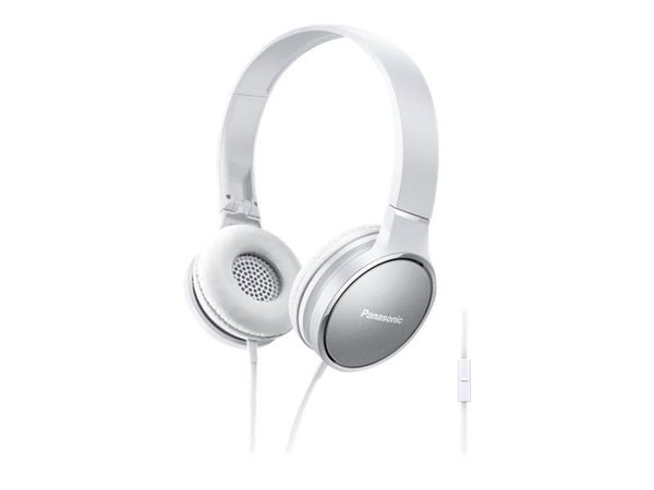 Panasonic RP-HF300ME - Hodetelefoner med mikrofon - on-ear - kablet - 3,5 mm jakk - hvit