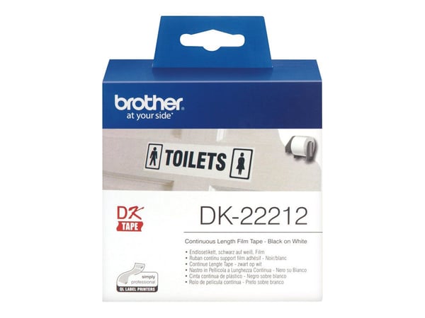 Brother DK-22212 - Permanet adhesiv - hvit - Rull (6,2 cm x 15,2 m) tape - for Brother QL-1050, QL-500, QL-550, QL-560, QL-570, QL-600, QL-650, QL-...