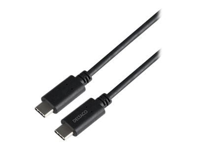 DELTACO - USB-kabel - 24 pin USB-C (hann) til 24 pin USB-C (hann) - USB 3.1 Gen 2 - 1 m - USB Power Delivery (5 A, 100 W) - svart