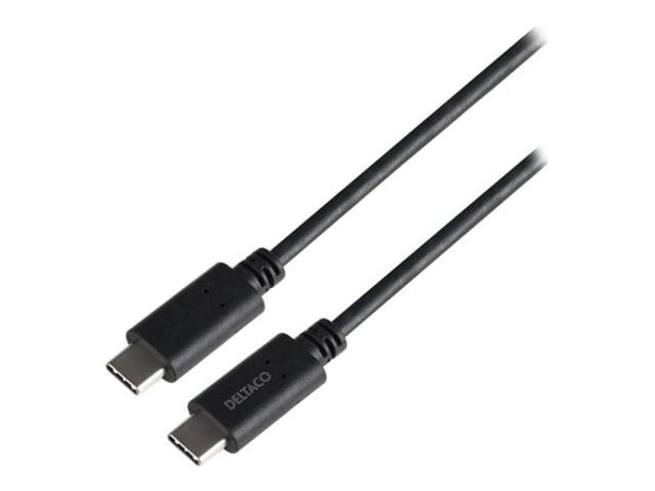 DELTACO - USB-kabel - 24 pin USB-C (hann) til 24 pin USB-C (hann) - 80 cm - USB Power Delivery (240 W) - svart