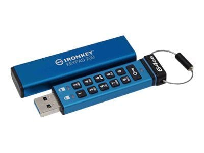 Kingston IronKey Keypad 200 - USB flash-enhet - krypterat - FIPS 140-3 Level 3 - 64 GB - USB 3.2 Gen 1