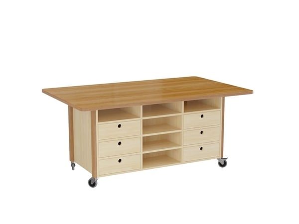 Studiebord Snickaren, 2000x1200 mm Højde 900 mm, hvidbejdset