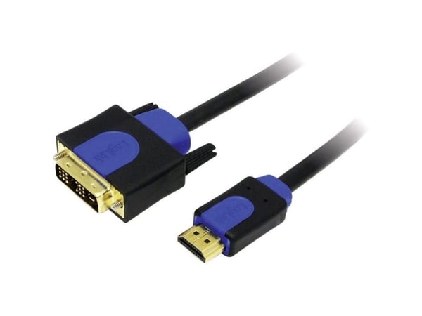 LogiLink CHB3103, 3 m, HDMI, DVI-D, Guld, Sort, Blå, Hanstik/Hanstik