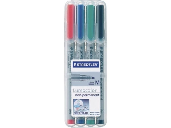 Universalpen Staedtler Lumocolor 315 WP4 medium vandbaserede med 4 stk. ass. farver