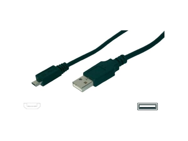 ASSMANN - USB-kaapeli - Micro-USB tyyppi B (uros) - USB (uros) - 1 m - muotoiltu - musta