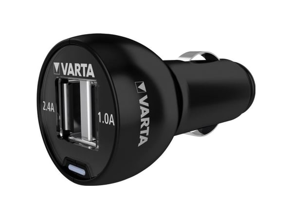 Varta Portable Power Car power - Bilstrømadapter - 17 watt - 3.4 A - 2 utgangskontakter (USB) - på kabel: Micro-USB