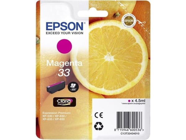 Epson C13T33434010, Väriainepohjainen muste, 4,5 ml, 300 sivua, 1 kpl