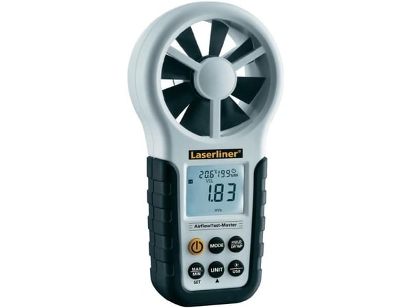 Laserliner AirflowTest-Master, Lomme/ Hånd-holdt, Vindmølle, 0,8 - 30 m/s, m/s, -10 - 60 °C, F, °C