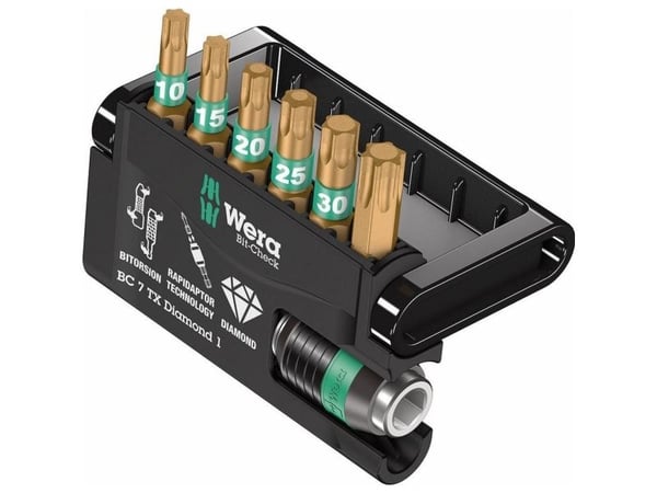 Wera 05057415001, 7 stykker, Torx, 1 x 1/4"x50 1 x TX 10x25 1 x TX 15x25 1 x TX 20x25 1 x TX 25x25 1 x TX 30x25 1 x TX 40x25, 25,4 / 4 mm (1 / 4"),...
