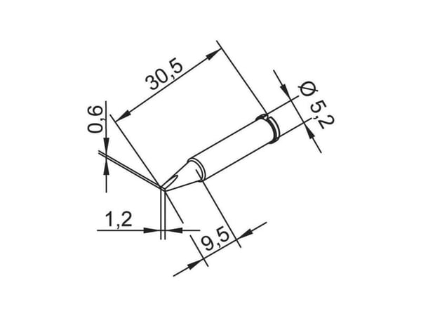Spiss ERSADUR, 1,2 mm/0,047 tommer, til loddebolt ERSA